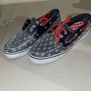 Sperry Top-Sider Size 8.5M Women's Shoes Blue Sequin Anchor Bahama Boat 9688771